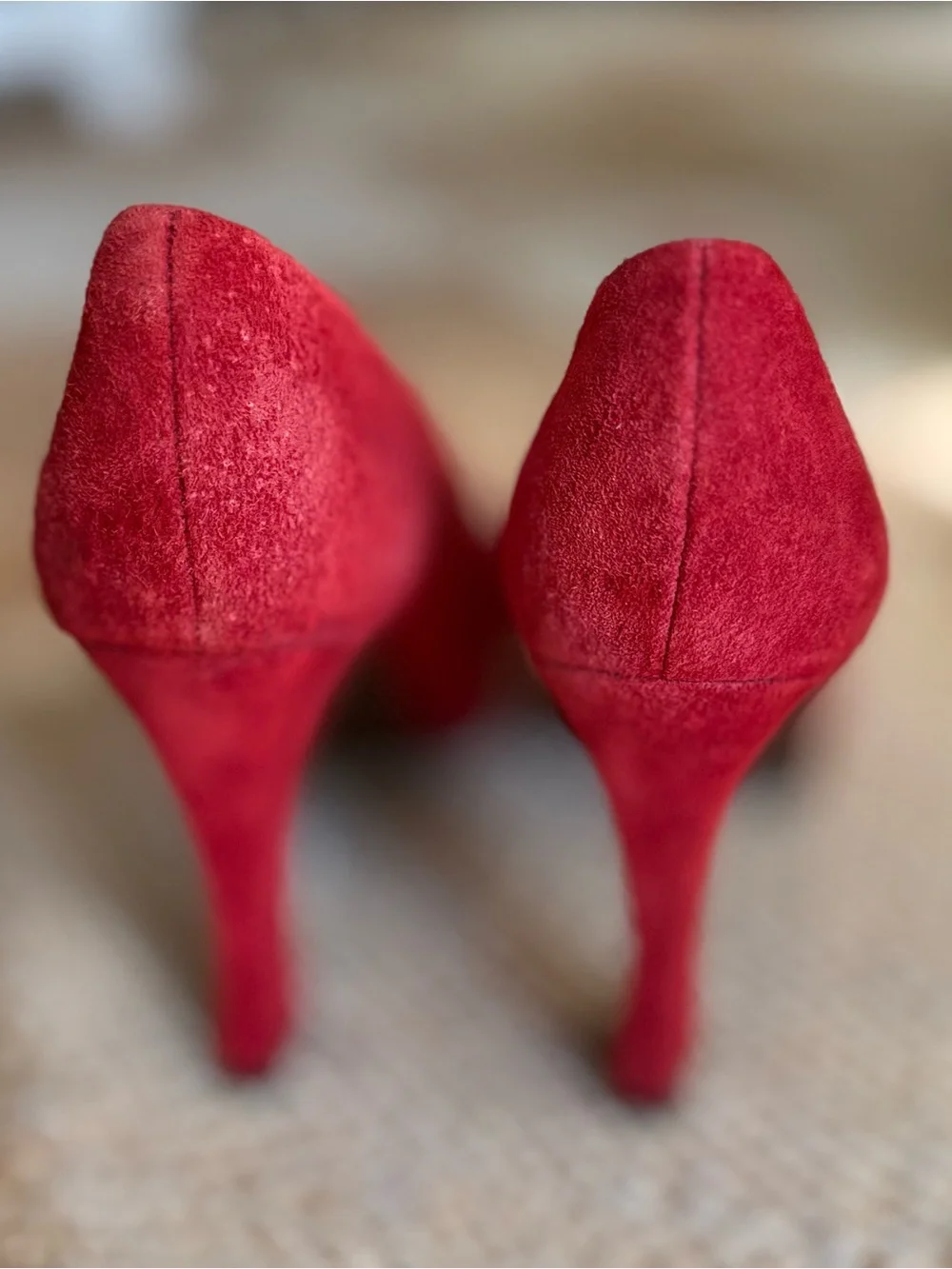 Vintage Women's Red Suede Platform Heels